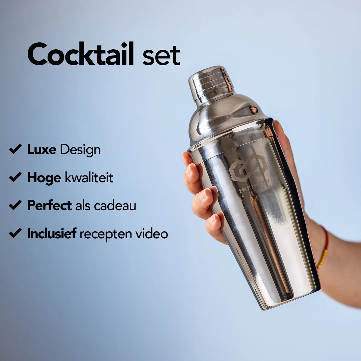 Infinity Goods Cocktailset - 15 Delige RVS Cocktail Shaker Set - Luxe Cadeauverpakking - Inclusief Recepten - RVS 5 Infinity Goods Cocktailset - 15 Delige RVS Cocktail Shaker Set - Luxe Cadeauverpakking - Inclusief Recepten - RVS - Afbeelding 5