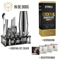 Strex Cocktail Set Zilver RVS 21 Delig (750ml) - Incl. NL Receptenboek - Cocktail Shaker - Cadeauverpakking 15 Strex Cocktail Set Zilver RVS 21 Delig (750ml) - Incl. NL Receptenboek - Cocktail Shaker - Cadeauverpakking -Kookgerei Koning Verkoop 1200x1200 5915