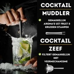 UNBOX Cocktail Set - Cocktail Shaker - Cocktail Shaker Set - Cocktailset Met Bamboe Standaard - Inclusief Nederlands Receptenboekje -Kookgerei Koning Verkoop 1200x1200 5932