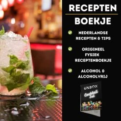 UNBOX Cocktail Set - Cocktail Shaker - Cocktail Shaker Set - Cocktailset Met Bamboe Standaard - Inclusief Nederlands Receptenboekje -Kookgerei Koning Verkoop 1200x1200 5933