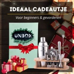 UNBOX Cocktail Set - Cocktail Shaker - Cocktail Shaker Set - Cocktailset Met Bamboe Standaard - Inclusief Nederlands Receptenboekje -Kookgerei Koning Verkoop 1200x1200 5936