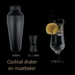 Perow - Cocktail Set - 10 Delig - Cocktail Shaker 600ml - Mat Zwart -Kookgerei Koning Verkoop 1200x1200 5969