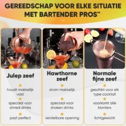Cocktail Set Bartender Pros™ - Cocktail Shaker - 11-Delige Cocktailset - Boston Shaker - Cocktailshaker - Rose - RVS -Kookgerei Koning Verkoop 1200x1200 5987