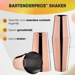 Cocktail Set Bartender Pros™ - Cocktail Shaker - 11-Delige Cocktailset - Boston Shaker - Cocktailshaker - Rose - RVS -Kookgerei Koning Verkoop 1200x1200 5989