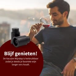 Happy Cook® Wijn Vacuümpomp - Wijnstopper – Wine Saver – Wijndop – Met Datumschaal - Zwart -Kookgerei Koning Verkoop 1200x1200 6019