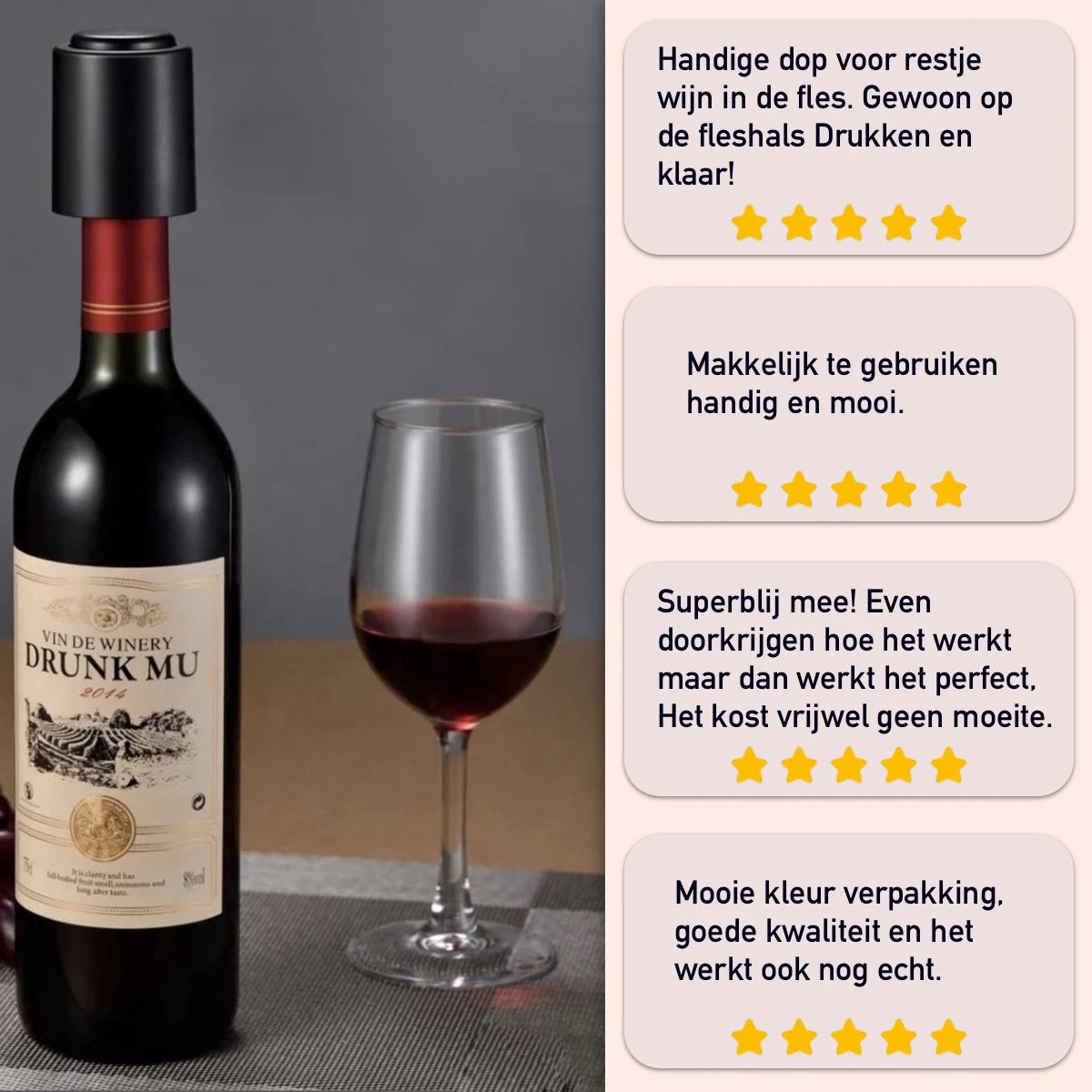 Vestifex® Wijn Vacuumpomp Met Datumschaal - Wijnstopper - Wijn Vacuüm Pomp - Champagne Stopper - Inclusief NL Handleiding 3 Vestifex® Wijn Vacuumpomp Met Datumschaal - Wijnstopper - Wijn Vacuüm Pomp - Champagne Stopper - Inclusief NL Handleiding - Afbeelding 3