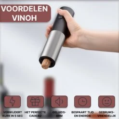 Vinoh Elektrische Kurkentrekker - Wijnopener - Wijn Opener Set Met Kurkentrekker - Wijnstopper - Foliesnijder - Schenktuit - Inclusief AA Batterijen -Kookgerei Koning Verkoop 1200x1200 6057