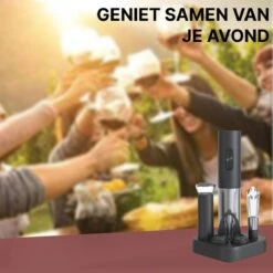Vinoh Elektrische Kurkentrekker - Wijnopener - Wijn Opener Set Met Kurkentrekker - Wijnstopper - Foliesnijder - Schenktuit - Inclusief AA Batterijen -Kookgerei Koning Verkoop 1200x1200 6059