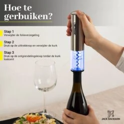 Elektrische Kurkentrekker Wijnopener Wijn - Flesopener - Luxe Design - Met Foliesnijder - Geschenkset Mannen En Vrouwen - Jack Rackham -Kookgerei Koning Verkoop 1200x1200 6062