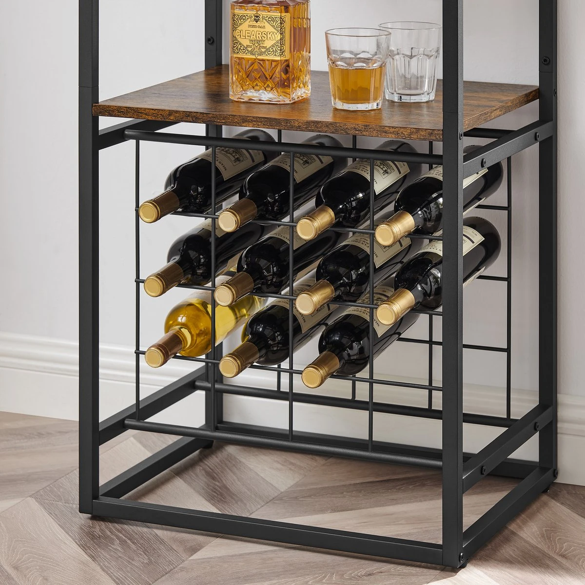 IN.HOMEXL - Sheaf - Wijnrek Voor 20 Flessen - Industrieel - Wijnrek Metaal - Bruin / Zwart - Flessenrek - 52 X 40 X 113 Cm 6 IN.HOMEXL - Sheaf - Wijnrek Voor 20 Flessen - Industrieel - Wijnrek Metaal - Bruin / Zwart - Flessenrek - 52 X 40 X 113 Cm - Afbeelding 6