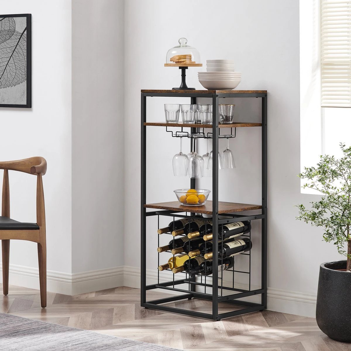 IN.HOMEXL - Sheaf - Wijnrek Voor 20 Flessen - Industrieel - Wijnrek Metaal - Bruin / Zwart - Flessenrek - 52 X 40 X 113 Cm 7 IN.HOMEXL - Sheaf - Wijnrek Voor 20 Flessen - Industrieel - Wijnrek Metaal - Bruin / Zwart - Flessenrek - 52 X 40 X 113 Cm - Afbeelding 7