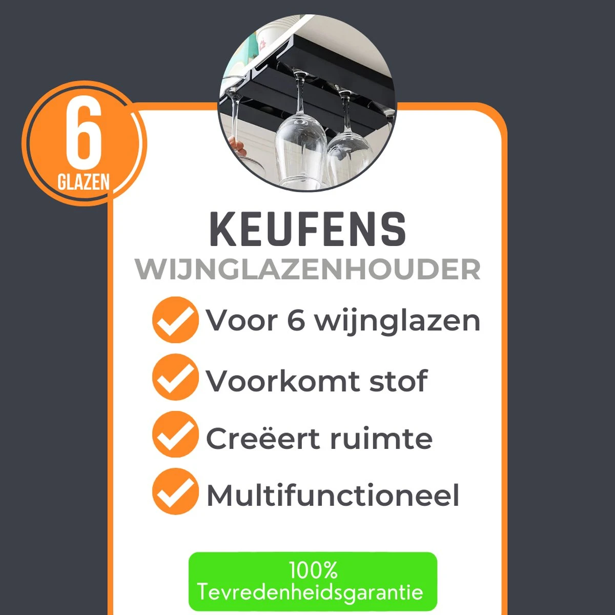 Keufens Wijnglazenhouder Matzwart | Voor 6 Wijnglazen | Wijnrek Hangend | Glazenrek | Wijnglazenrek | Glasophangrek | Wijnglasrek | Ophangrek Glazen | Bar Accessoires 2 Keufens Wijnglazenhouder Matzwart | Voor 6 Wijnglazen | Wijnrek Hangend | Glazenrek | Wijnglazenrek | Glasophangrek | Wijnglasrek | Ophangrek Glazen | Bar Accessoires - Afbeelding 2