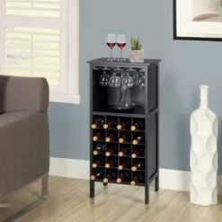 LUXGOODS Wijnkast Voor 20 Flessen, Wijnrek, Wijn Fles Organisator Opslag Plank Weergeven Houten Wijnrek Met Glas Hanger En Fles Houder (Zwart) 15 LUXGOODS Wijnkast Voor 20 Flessen, Wijnrek, Wijn Fles Organisator Opslag Plank Weergeven Houten Wijnrek Met Glas Hanger En Fles Houder (Zwart) -Kookgerei Koning Verkoop 1200x1200 6138