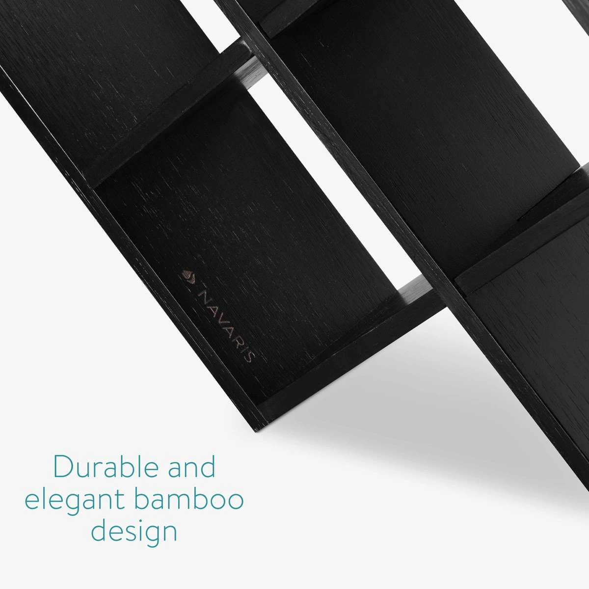Navaris Bamboe Wijnrek 8 Sleuven - Houten Wijnstandaard Voor Het Organiseren En Bewaren Van Flessen - Zwart 6 Navaris Bamboe Wijnrek 8 Sleuven - Houten Wijnstandaard Voor Het Organiseren En Bewaren Van Flessen - Zwart - Afbeelding 6