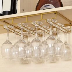 Merkloos Ophangrek Wijnglazen - Goud - 12 Glazen - 4 Rijen - Wijnglazenhouder -Kookgerei Koning Verkoop 1200x1200 6173