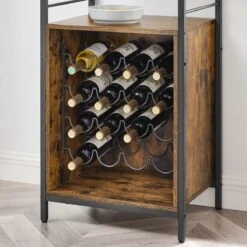 IN.HOMEXL - Burstal - Wijnrek Voor 16 Flessen - Industrieel - Wijnrek Metaal - Bruin / Zwart - Flessenrek - 52 X 40 X 112 Cm -Kookgerei Koning Verkoop 1200x1200 6187