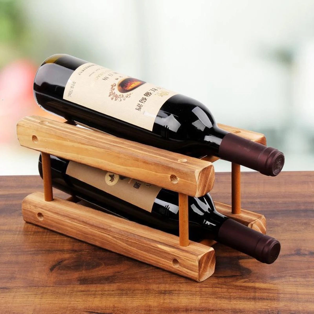 Merkloos Wijnrek - Wijnrek 12 Stuks - Wijnrek Hout - Uitbreidbaar 2 Merkloos Wijnrek - Wijnrek 12 Stuks - Wijnrek Hout - Uitbreidbaar - Afbeelding 2