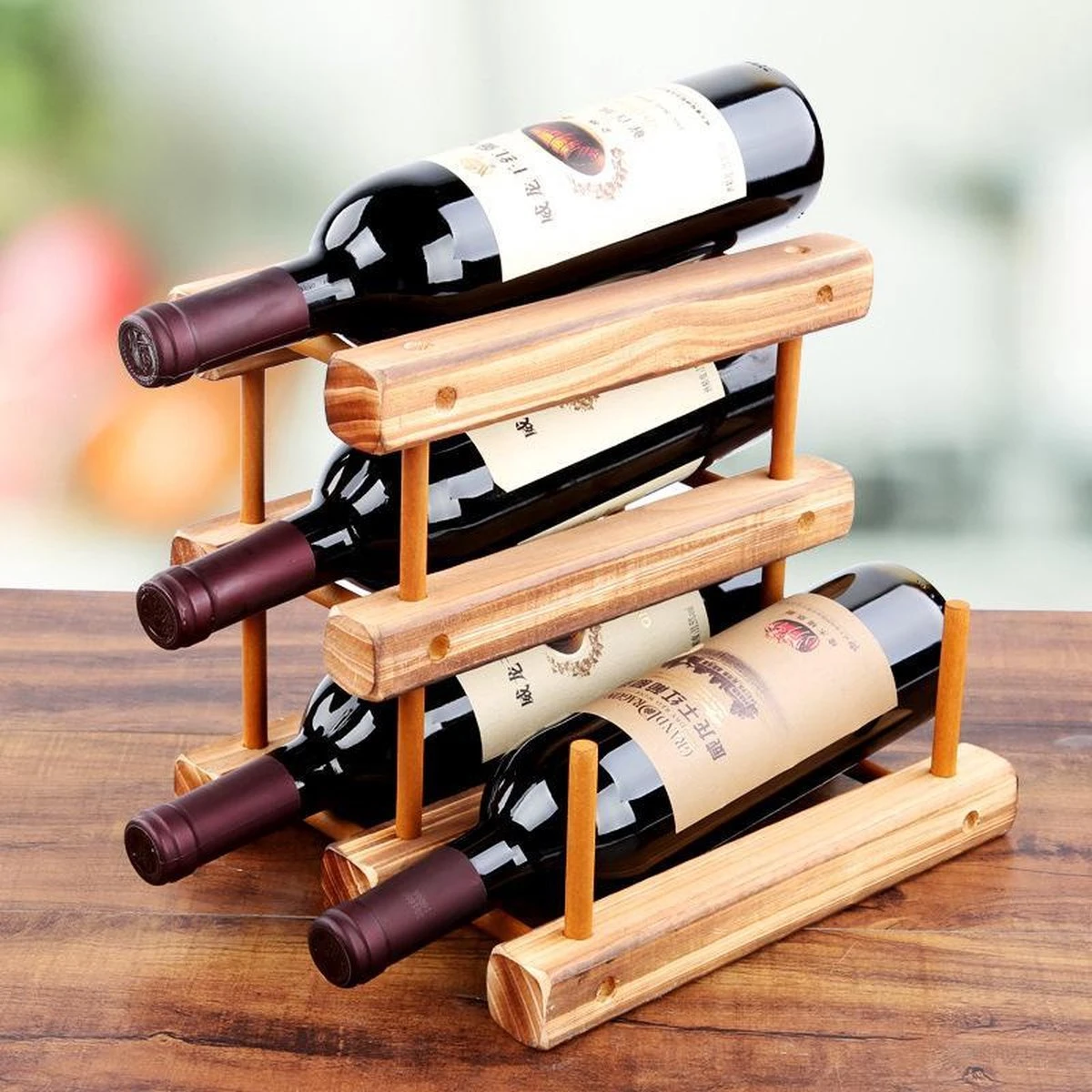 Merkloos Wijnrek - Wijnrek 12 Stuks - Wijnrek Hout - Uitbreidbaar 5 Merkloos Wijnrek - Wijnrek 12 Stuks - Wijnrek Hout - Uitbreidbaar - Afbeelding 5