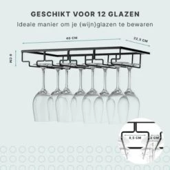 Wijnglazenhouder - Ophangrek Wijnglazen - Wijnglazenrek - Wijnrek - Glazenrek Hangend - Mat Zwart Metaal -Kookgerei Koning Verkoop 1200x1200 6216