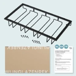 Wijnglazenhouder - Ophangrek Wijnglazen - Wijnglazenrek - Wijnrek - Glazenrek Hangend - Mat Zwart Metaal -Kookgerei Koning Verkoop 1200x1200 6219