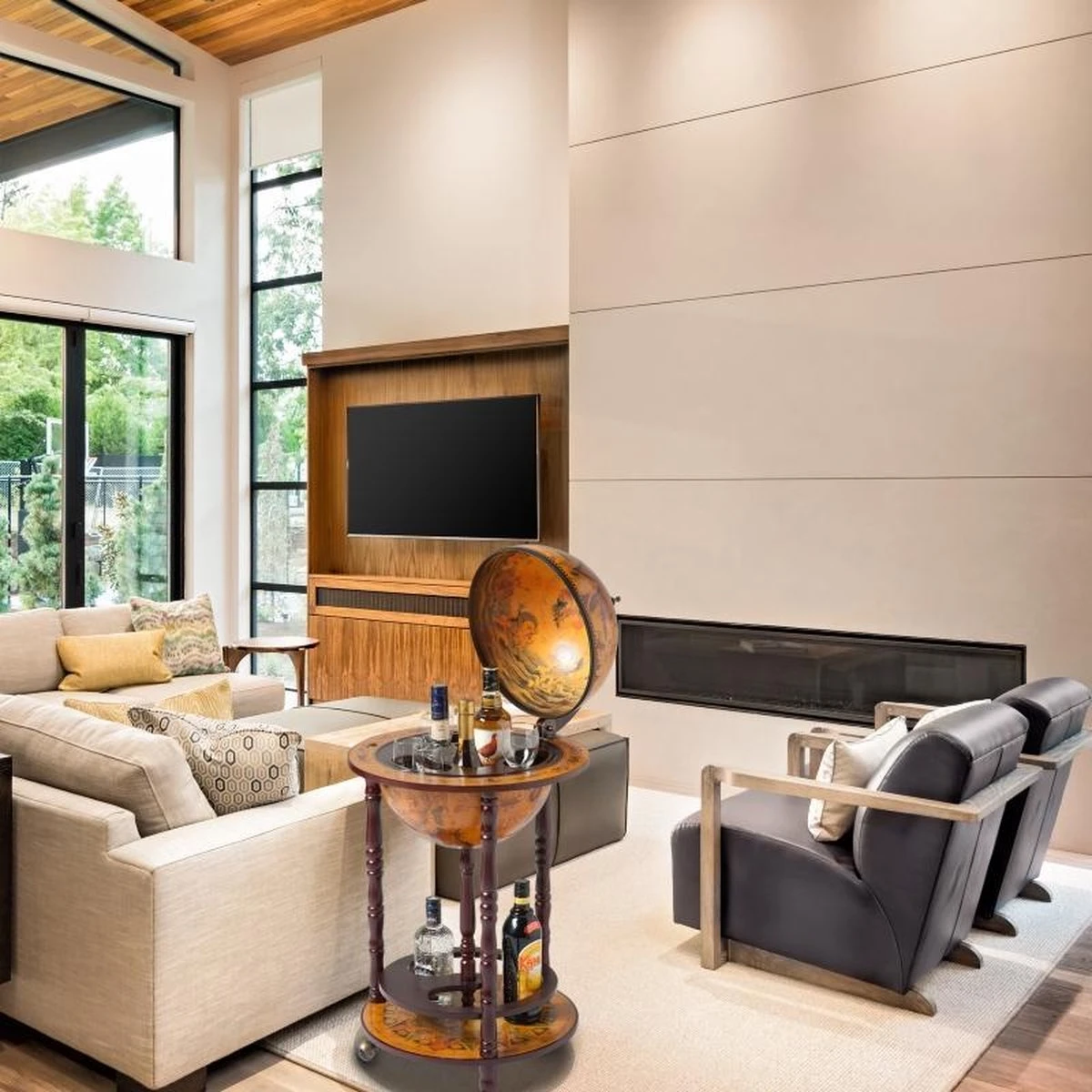 Brulo Wereldbol Globe Bar - Wijnrek - ⌀ 33 Cm - Bruin - Vespucci 5 Brulo Wereldbol Globe Bar - Wijnrek - ⌀ 33 Cm - Bruin - Vespucci - Afbeelding 5