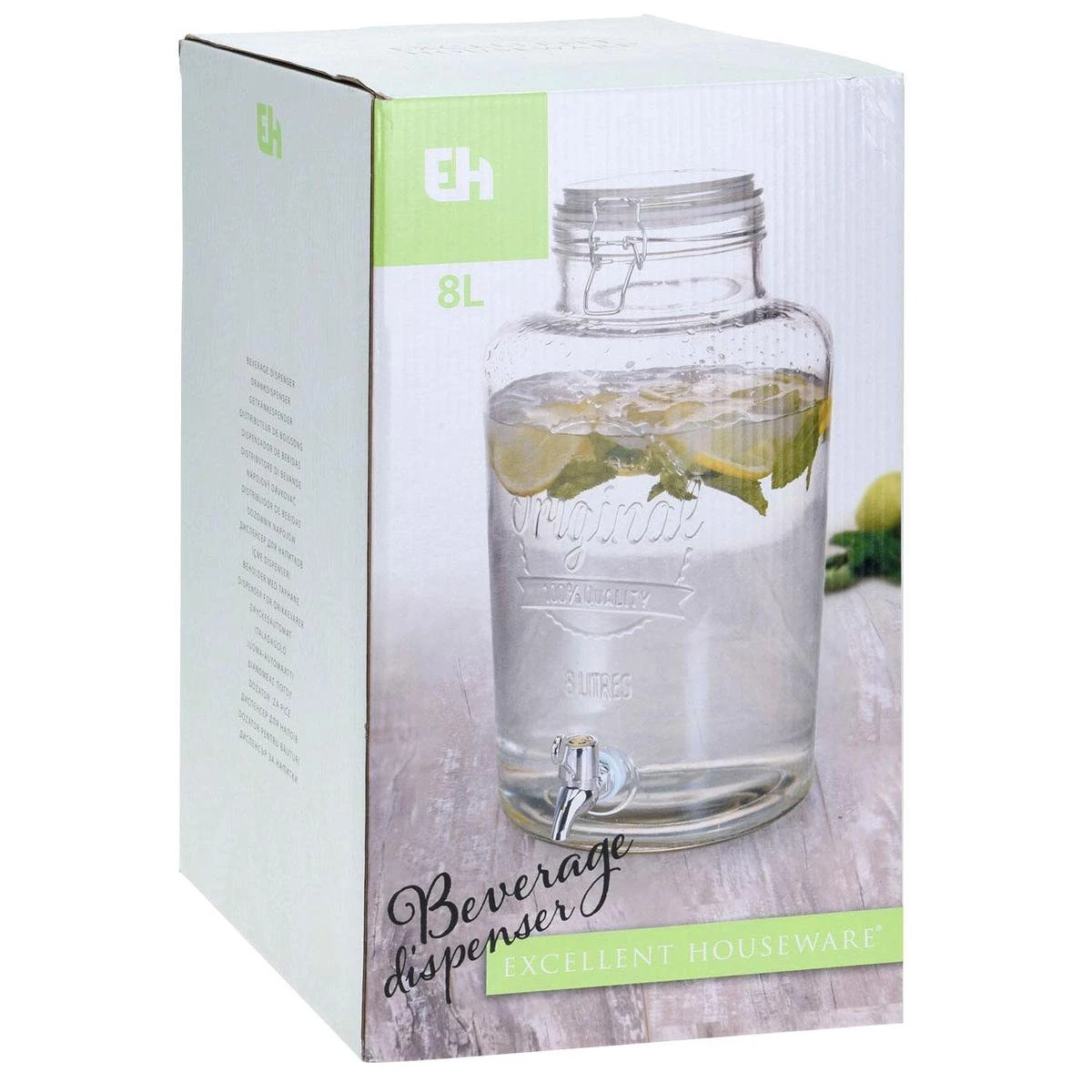 HANOO Drankdispenser / Limonadekan XL - Glas - 8L 2 HANOO Drankdispenser / Limonadekan XL - Glas - 8L - Afbeelding 2