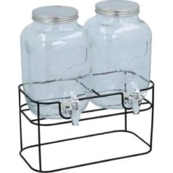 Cuisine Elegance Dubbele Drankdispenser - 2x 4 Liter - Inclusief Standaard - 33x17x32cm