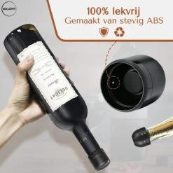 Vacuüm Wijnstopper & Champagne Stopper - Wijn Accessoires - Flessenstop - Herbruikbaar - Zwart -Kookgerei Koning Verkoop 1200x1200 6360