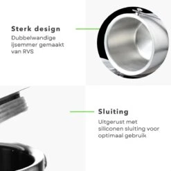 Cheqo® Luxe IJsemmer Met Tang - Dubbelwandig - RVS - IJstang - IJsblokjesemmer - Afsluitbaar -Kookgerei Koning Verkoop 1200x1200 6384