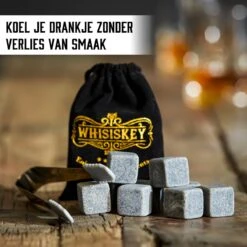 Whisiskey Luxe Whiskey Stones Set - 12 Stuks - Natuursteen Whiskey Stenen Voor Glazen - IJsblokjes - Ijstang - Fluwelen Opbergzak - Herbruikbare IJsblokjes - IJklontjes Steen - Ice Cube - Cadeau Voor Man & Vrouw -Kookgerei Koning Verkoop 1200x1200 6388