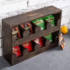 Theedoos - Gebrand Hout - 8 Vaks (~90 Zakjes) - Duurzaam - Compact Design - 32x8x22 Cm - Cadeautip -Kookgerei Koning Verkoop 1200x1200 6476
