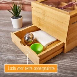 Amazy Theedoos Bamboe Extra Groot Met Lade En Theeplank - Thee Opslag Voor Theezakjes, Organizer Houten Doos Met Theekist, Theedozen Met 8 Verstelbare Verdelers, Opbergdoos -Kookgerei Koning Verkoop 1200x1200 6482