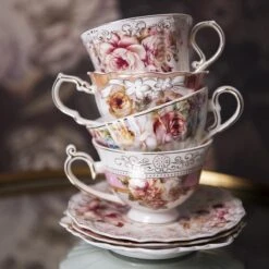 Clayre & Eef Kop En Schotel 200 Ml Roze Wit Porselein Rond Bloemen Servies Cadeau Voor Haar Cappuccino -Kookgerei Koning Verkoop 1200x1200 674