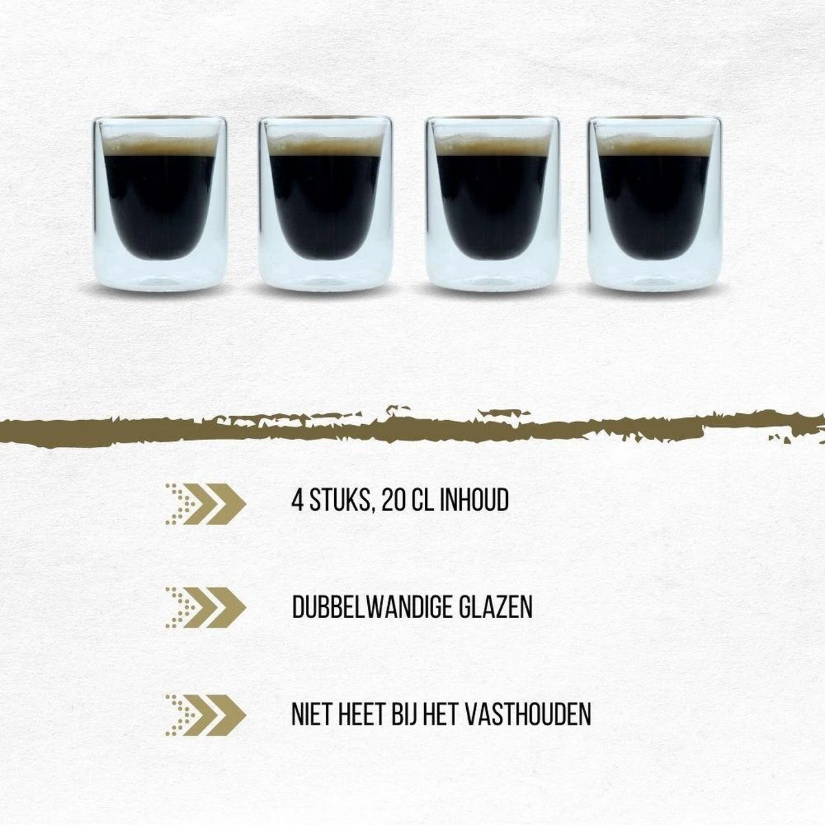 Orange85 Espresso Glazen - Set Van 4 - Kopjes - Dubbelwandig - Glas - 80ml - 5.5 X 7.5 Cm - Koffiekopjes 2 Orange85 Espresso Glazen - Set Van 4 - Kopjes - Dubbelwandig - Glas - 80ml - 5.5 X 7.5 Cm - Koffiekopjes - Afbeelding 2