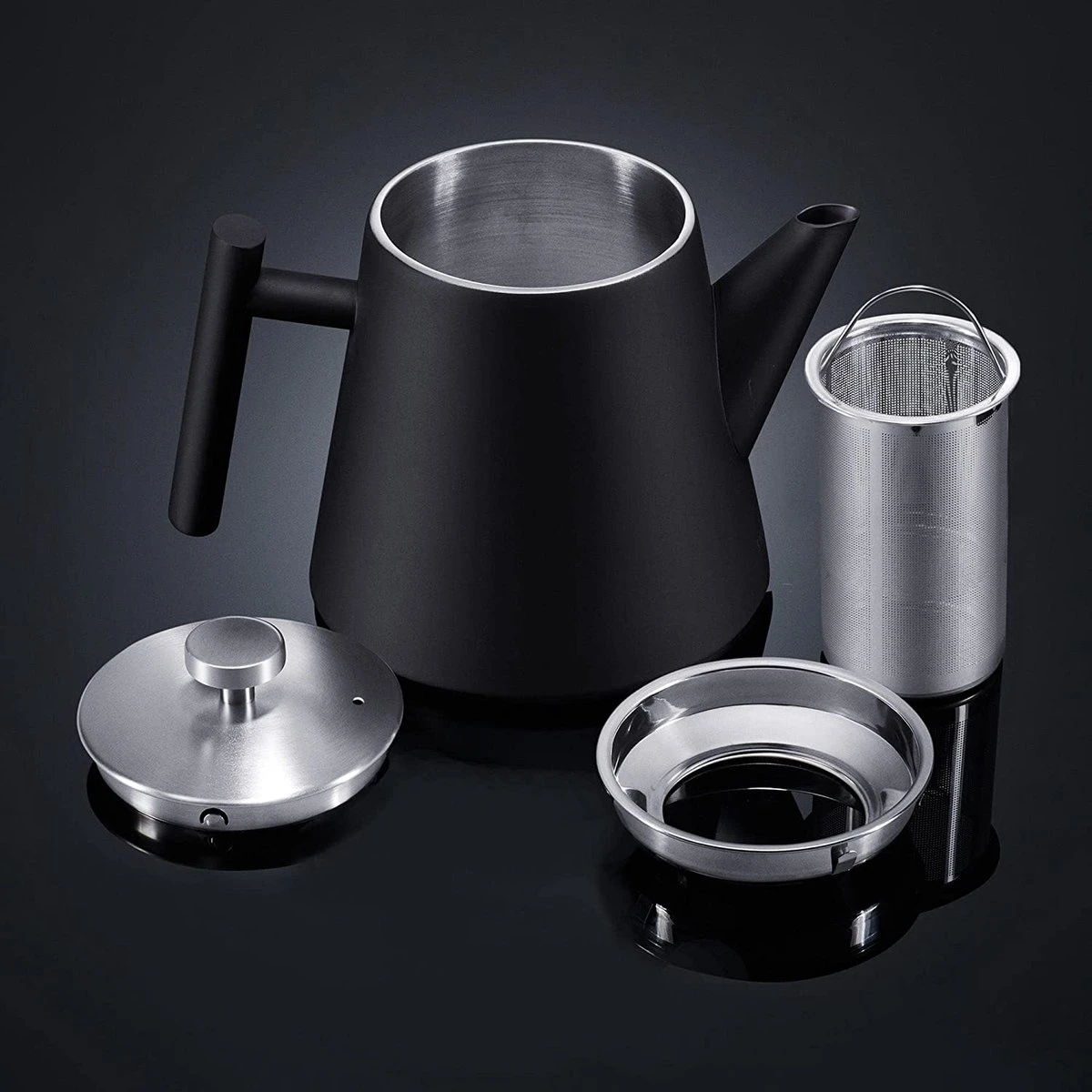 Silberthal - Theepot Met Filter - 1 L - RVS Dubbelwandig - Zwart - Cadeau 7 Silberthal - Theepot Met Filter - 1 L - RVS Dubbelwandig - Zwart - Cadeau - Afbeelding 7