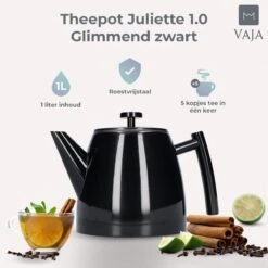 Vaja® Theepot Juliette Met Filter - Dubbelwandig -Theekan 1.0L - Glimmend Zwart 15 Vaja® Theepot Juliette Met Filter - Dubbelwandig -Theekan 1.0L - Glimmend Zwart -Kookgerei Koning Verkoop 1200x1200 811