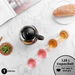Tolussa Premium Theepot Glas Met Filter - 1.25L - Zwart - Isolerend - Lekt Niet -Kookgerei Koning Verkoop 1200x1200 833