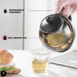 Tolussa Premium Theepot Glas Met Filter - 1.25L - Zwart - Isolerend - Lekt Niet -Kookgerei Koning Verkoop 1200x1200 834
