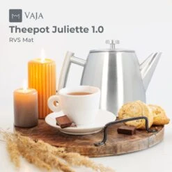 Vaja® Theepot Camille Met Filter - Zilver - 1.0L - RVS Dubbelwandig - Theekan -Kookgerei Koning Verkoop 1200x1200 848