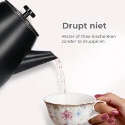 Vaja® Camille Theepot Zwart Met Filter - 1 Liter - RVS - Dubbelwanding -Kookgerei Koning Verkoop 1200x1200 855