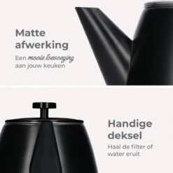 Vaja® Camille Theepot Zwart Met Filter - 1 Liter - RVS - Dubbelwanding -Kookgerei Koning Verkoop 1200x1200 856