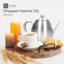 Vaja Valerie - Theepot Met Filter - Dubbelwandig - RVS - 1.2L 24 Vaja Valerie - Theepot Met Filter - Dubbelwandig - RVS - 1.2L -Kookgerei Koning Verkoop 1200x1200 865