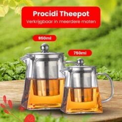 Procidi® Glazen Theepot Met Filter - Theekan Met Infuser - Dubbelwandig Borosilicaat Glas - Thee Thermoskan - Koffiekan 750 ML - Teapot -Kookgerei Koning Verkoop 1200x1200 899
