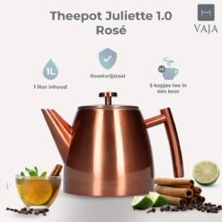 Vaja® Theepot Juliette Rosé Dubbelwandig -Kookgerei Koning Verkoop 1200x1200 906