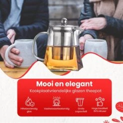 Procidi® Glazen Theepot Met Filter - Theekan Met Infuser - Dubbelwandig Borosilicaat Glas - Thee Thermoskan - Koffiekan 950 ML - Teapot -Kookgerei Koning Verkoop 1200x1200 919