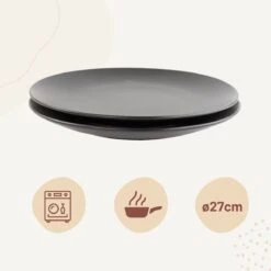 Orange85 Bordenset - Dinerbord - Borden - Plat - Set Van 6 - Mat Zwart - Diameter 27cm - Aardewerk - Servies -Kookgerei Koning Verkoop 1200x1200 970