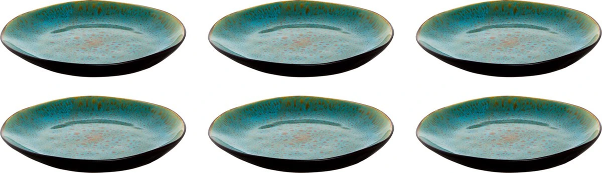 Palmer Bord Lotus 20.5 Cm Zwart Turquoise Stoneware 6 Stuk(s) 1 Palmer Bord Lotus 20.5 Cm Zwart Turquoise Stoneware 6 Stuk(s)