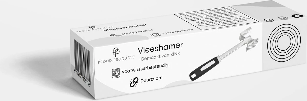 Proudproducts Vleeshamer & Vleesvermalser Voor De Perfecte Barbecue - 26CM Zink Hamer Met Tanden En Plat Oppervlak 8 Proudproducts Vleeshamer & Vleesvermalser Voor De Perfecte Barbecue - 26CM Zink Hamer Met Tanden En Plat Oppervlak - Afbeelding 8