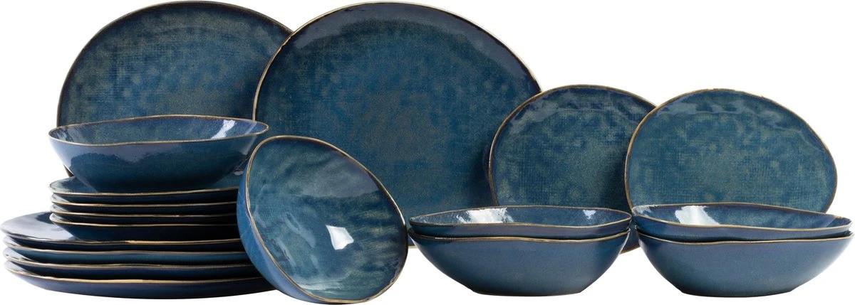 Cosy & Trendy Serviesset Aicha Blue 18-Delig - 6 Persoons 1 Cosy & Trendy Serviesset Aicha Blue 18-Delig - 6 Persoons