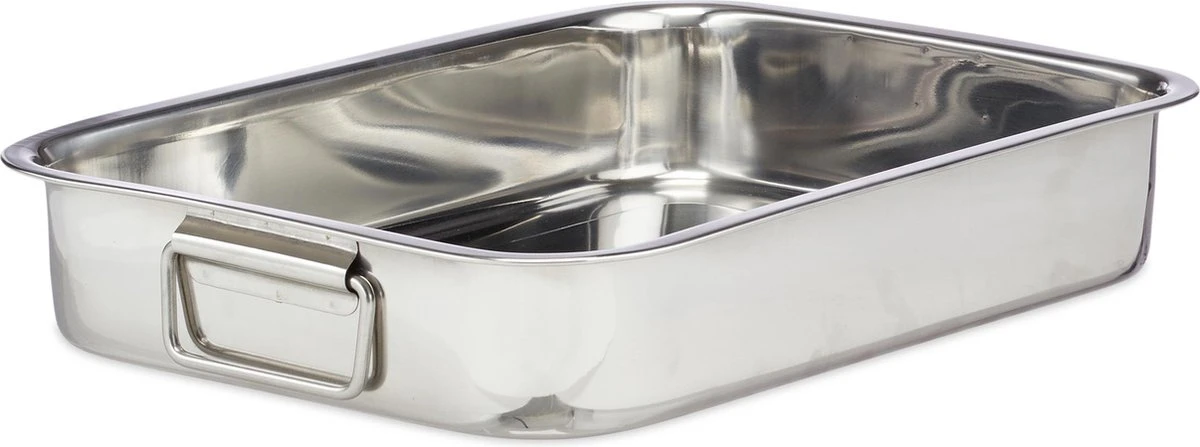 Relaxdays Braadslede Met Rooster - Edelstaal - Ovenschaal - Braadpan - Braadslee - Zilver - L 9 Relaxdays Braadslede Met Rooster - Edelstaal - Ovenschaal - Braadpan - Braadslee - Zilver - L - Afbeelding 9